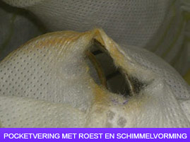 pocketvering met roest en schimmelvorming